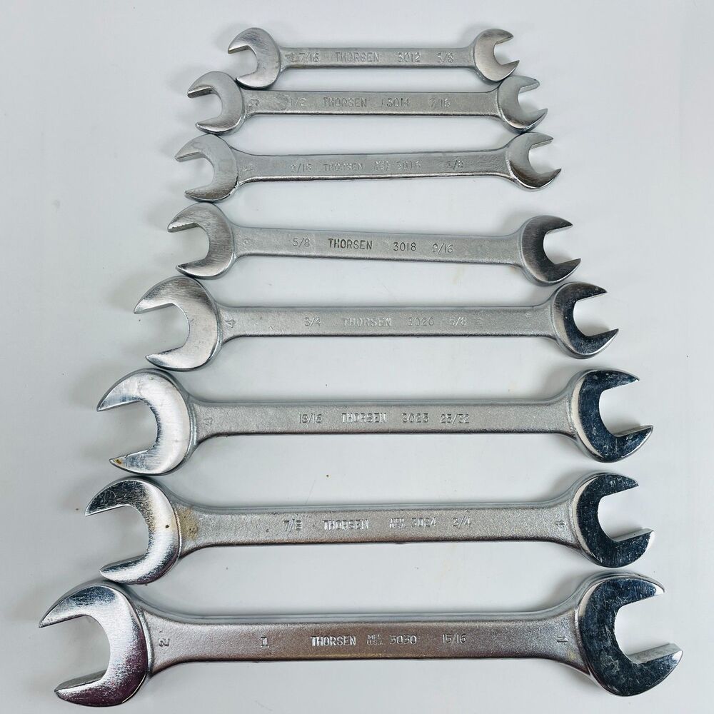 8 VTG Thorsen Double Open End Wrench Set 3/8"– 1" USA Vintage Tools 3012-3030